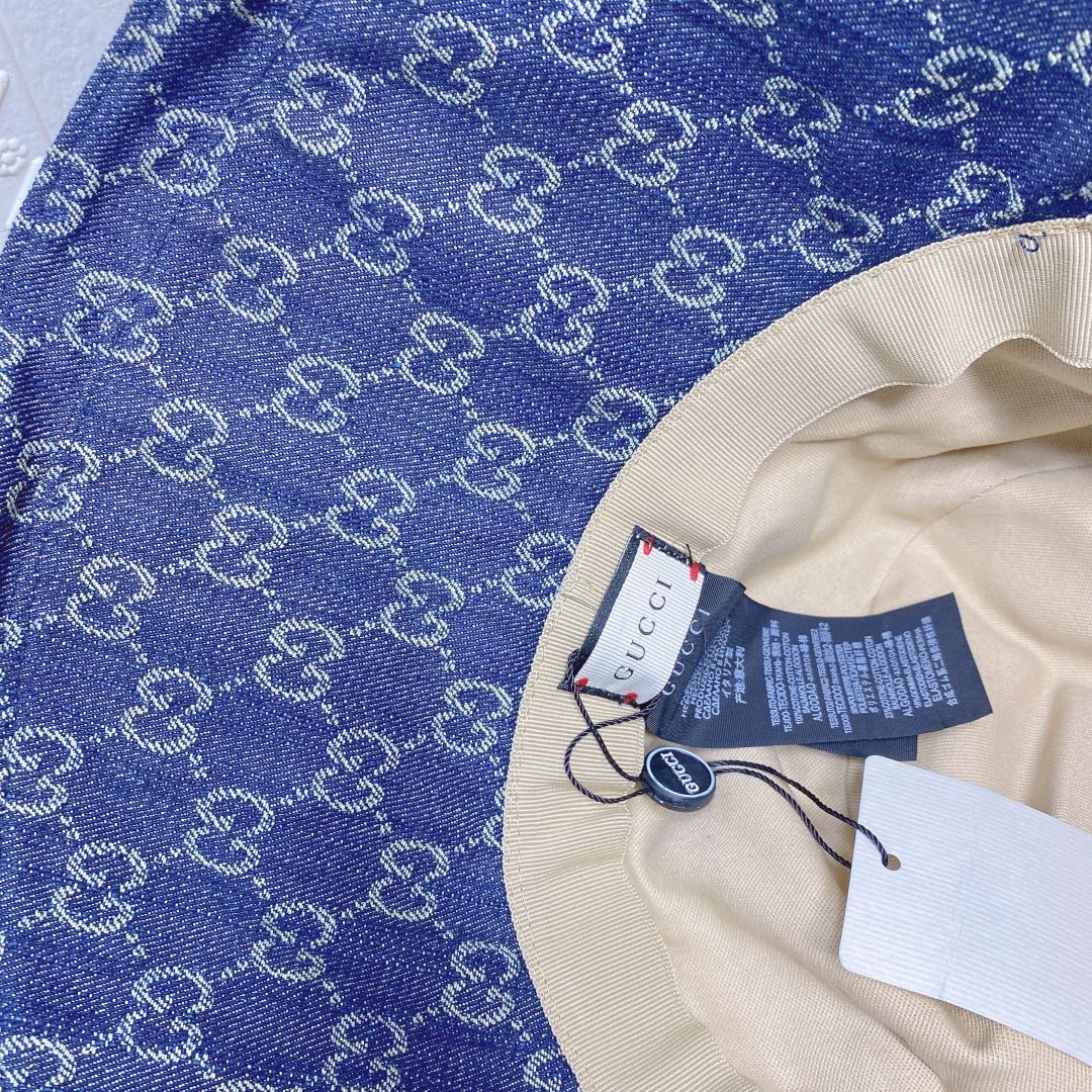 Gucci GG Monogram Wide Brim Denim Hat