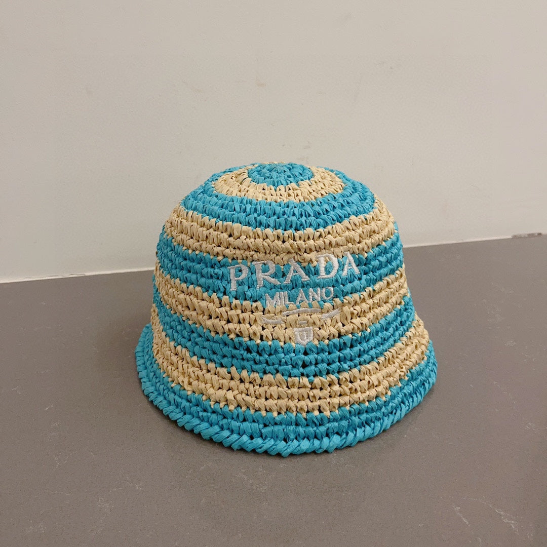 Luxury Prada Raffia Straw Sun Hat for Women