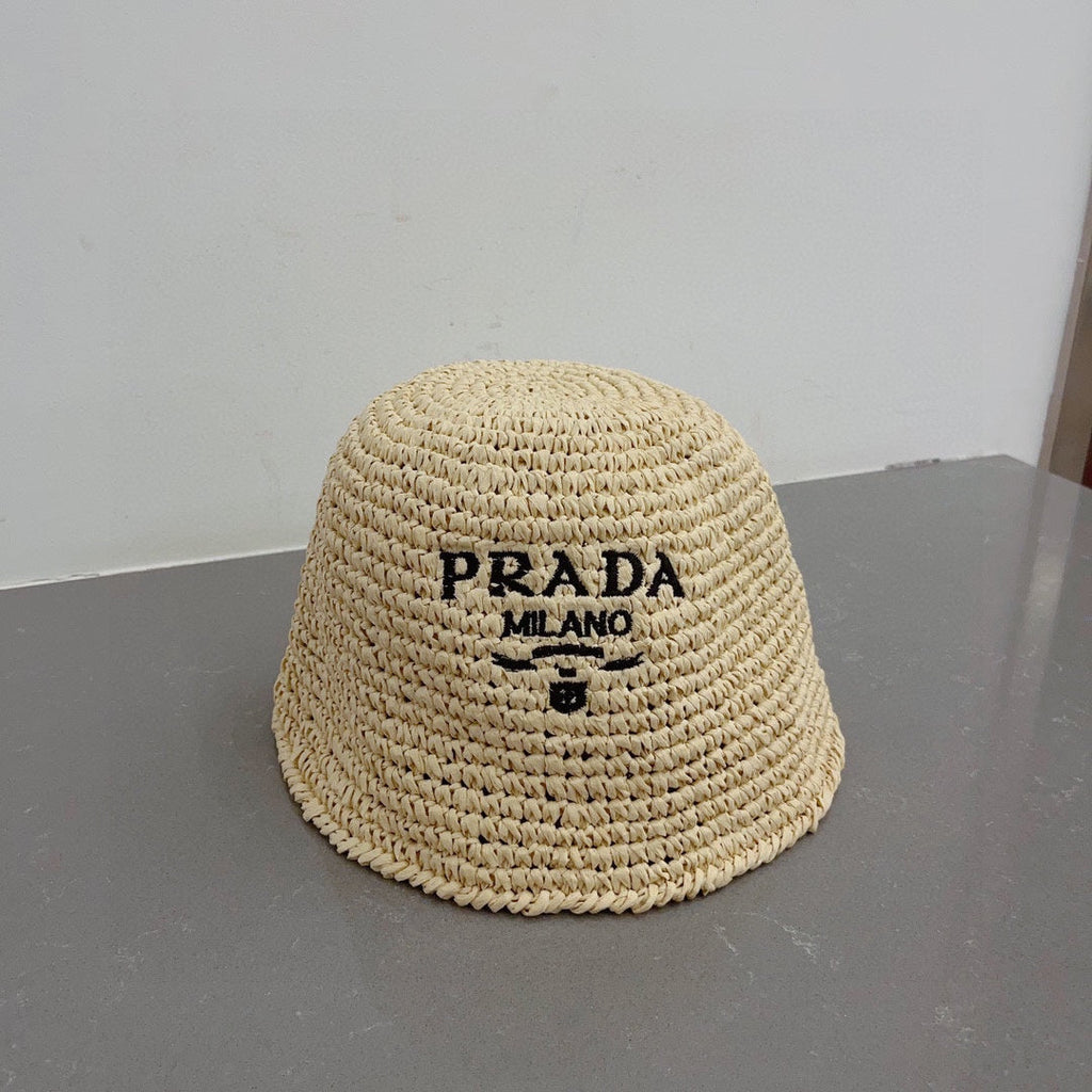 Luxury Prada Raffia Straw Sun Hat for Women