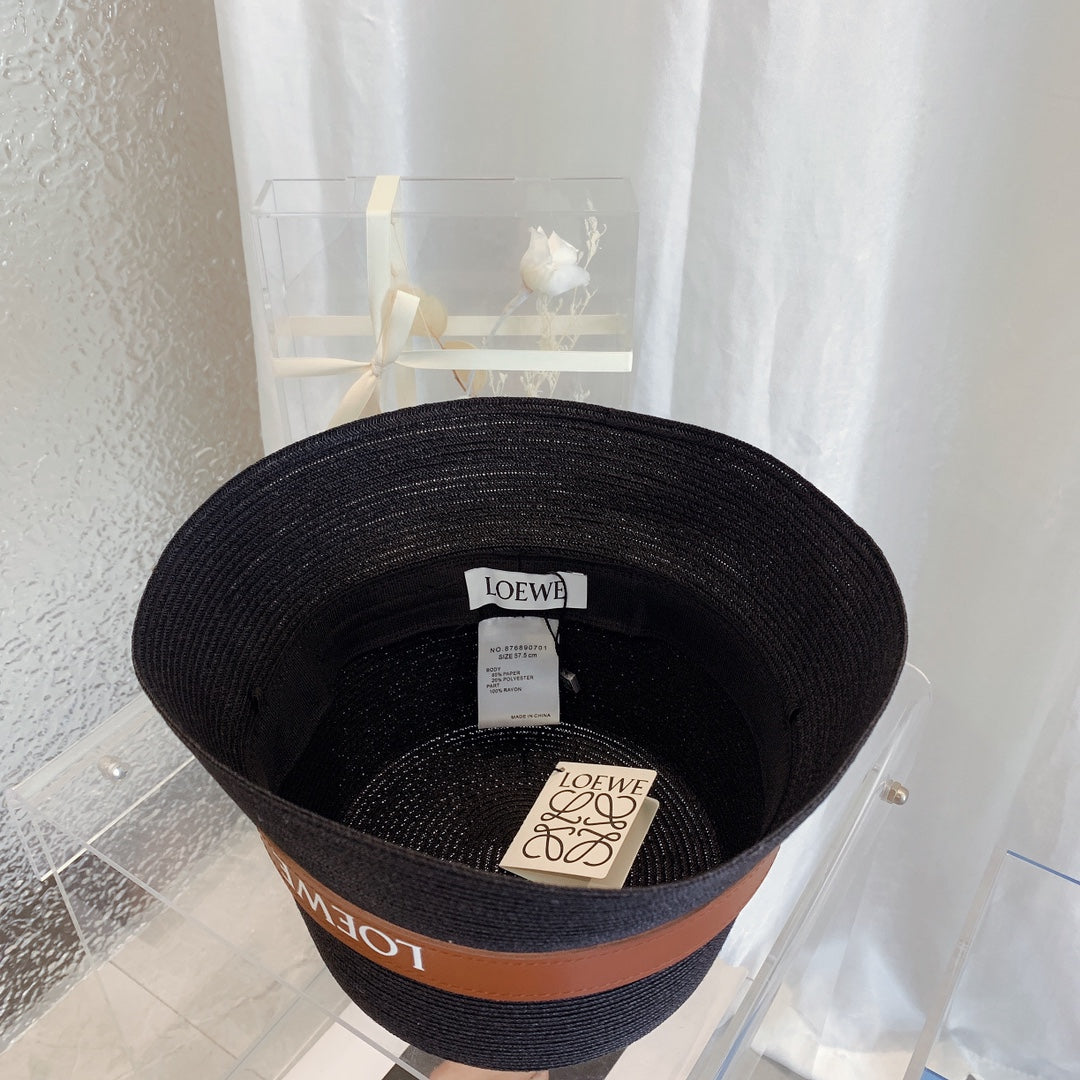 LOEWE Flat Top Raffia Bucket Hat | Luxury Designer Straw Summer Hat