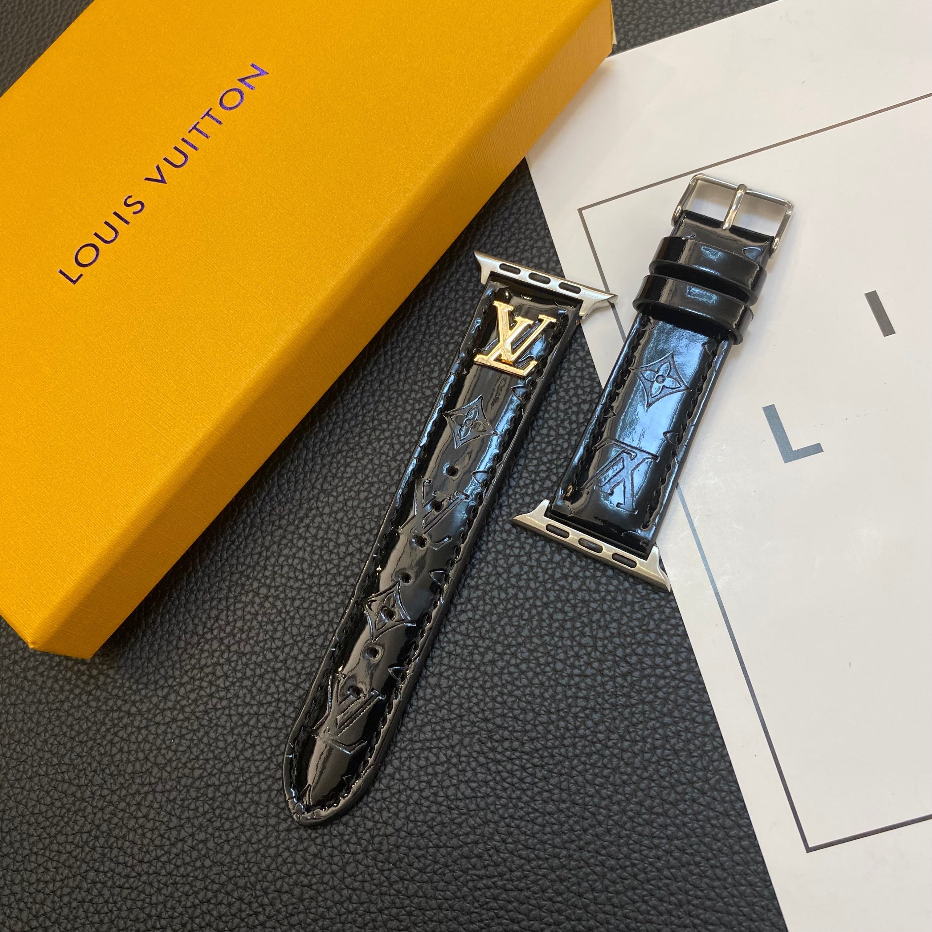 Luxury Louis Vuitton Apple Watch Band – Glossy Leather Strap for Apple Watch Ultra