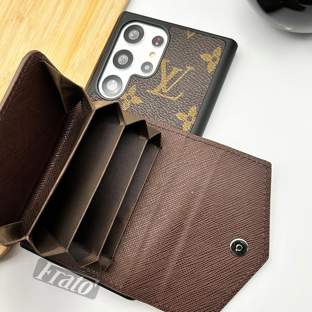 Luxury Louis Vuitton Leather Samsung S26 Wallet Case – Card Holder Cover for Samsung S26 Ultra