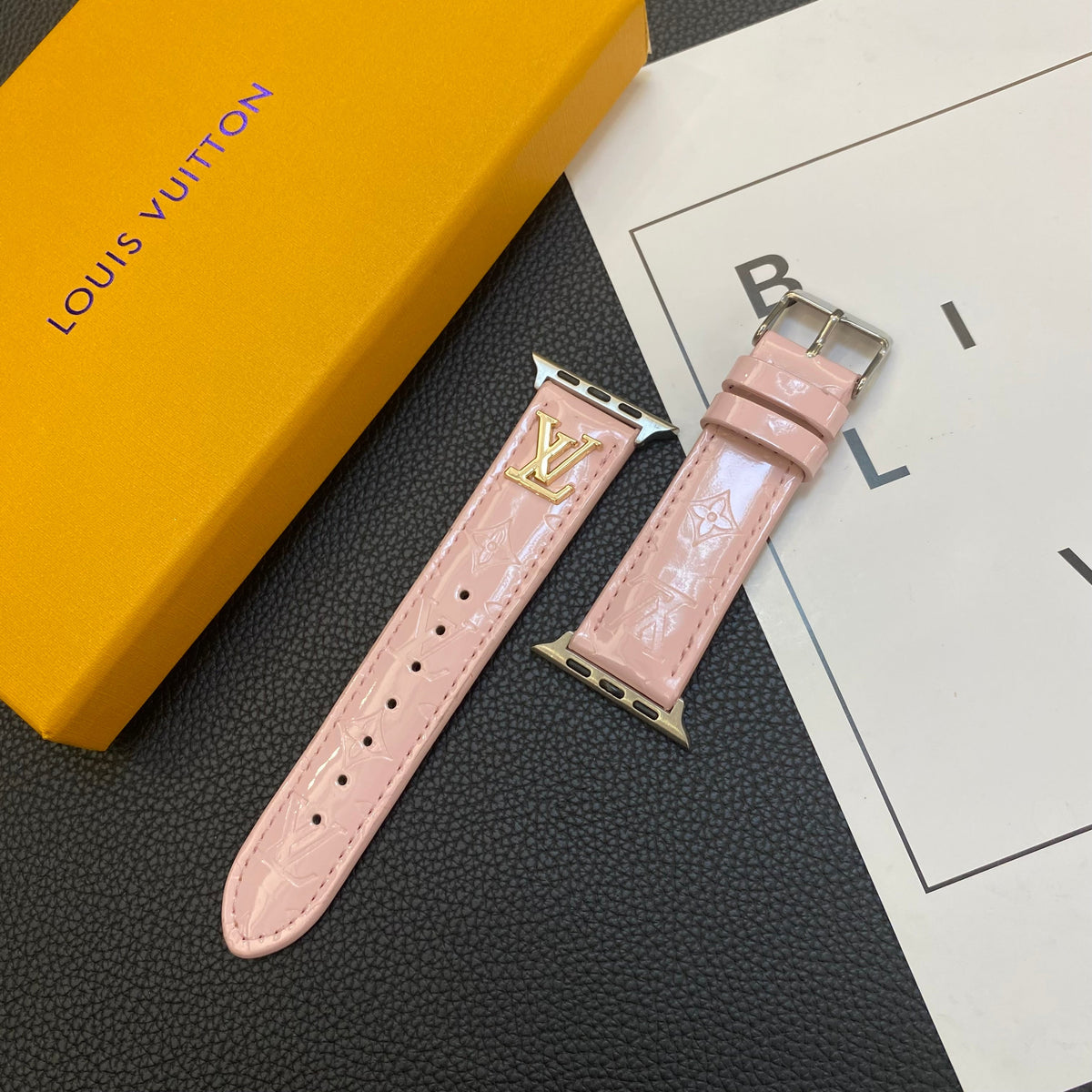 Luxury Louis Vuitton Apple Watch Band – Glossy Leather Strap for Apple Watch Ultra