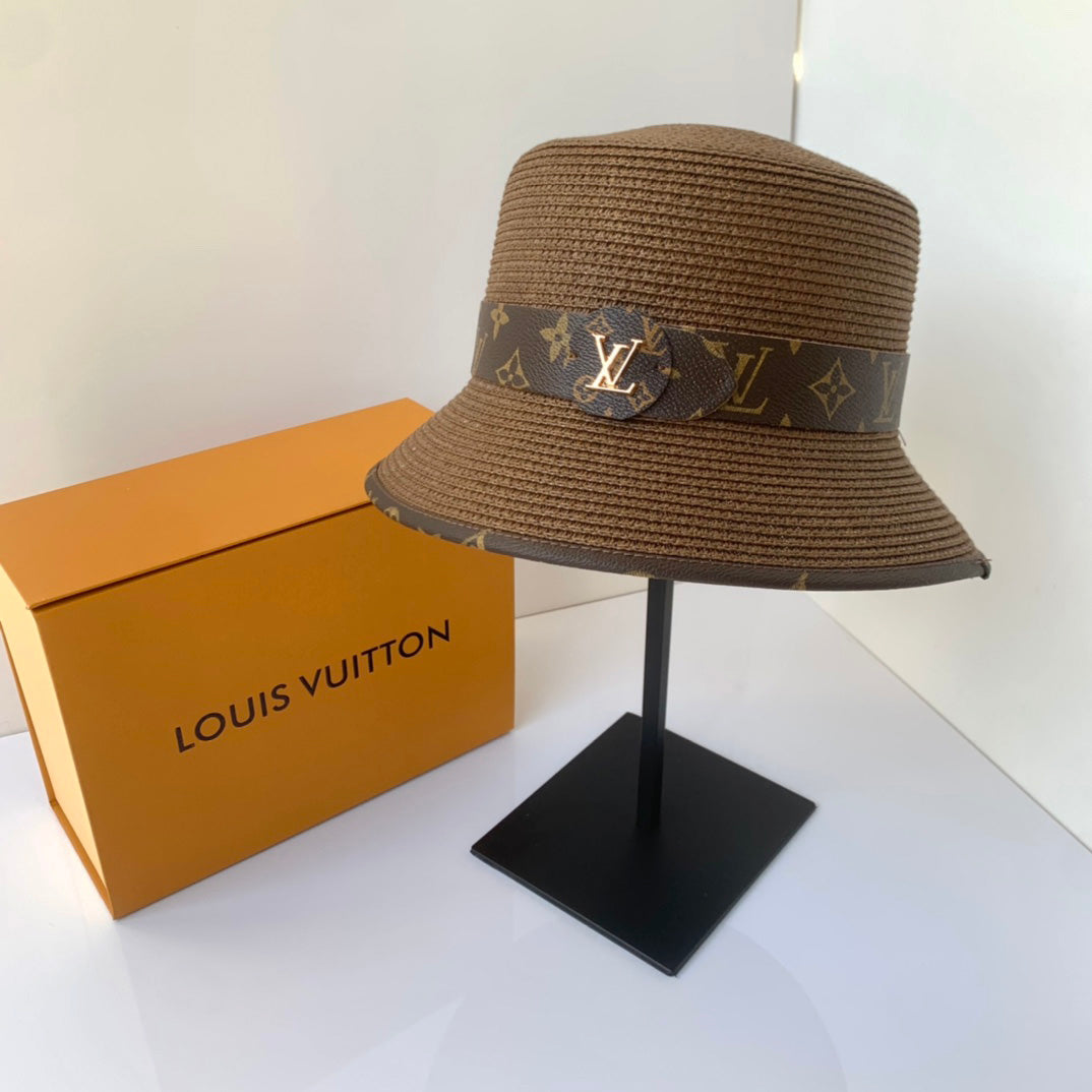 Louis Vuitton Monogram Straw Bucket Hat | Luxury Designer Summer Hat