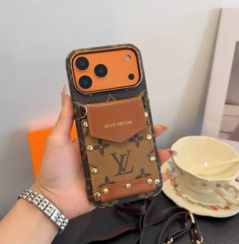 Louis Vuitton iPhone 17 Pro Max Case Crossbody – LV Strap Wallet Cover Black