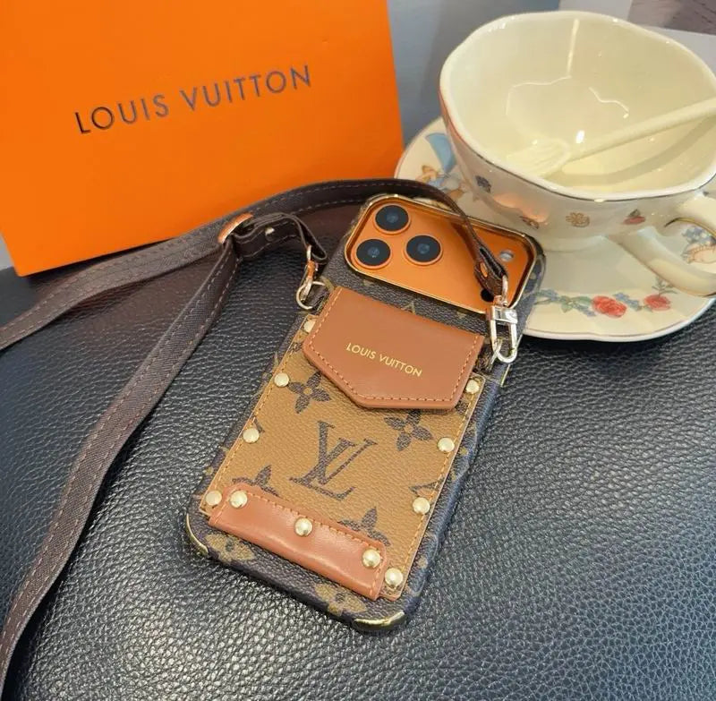 Louis Vuitton iPhone 17 Pro Max Case Crossbody – LV Strap Wallet Cover Black