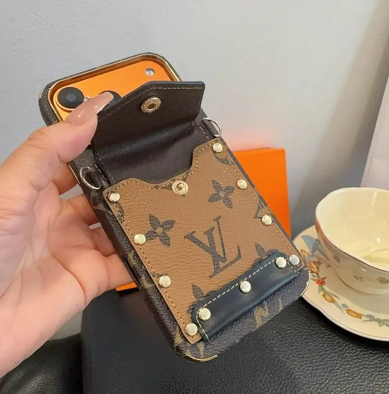 Louis Vuitton iPhone 17 Pro Max Case Crossbody – LV Strap Wallet Cover Black