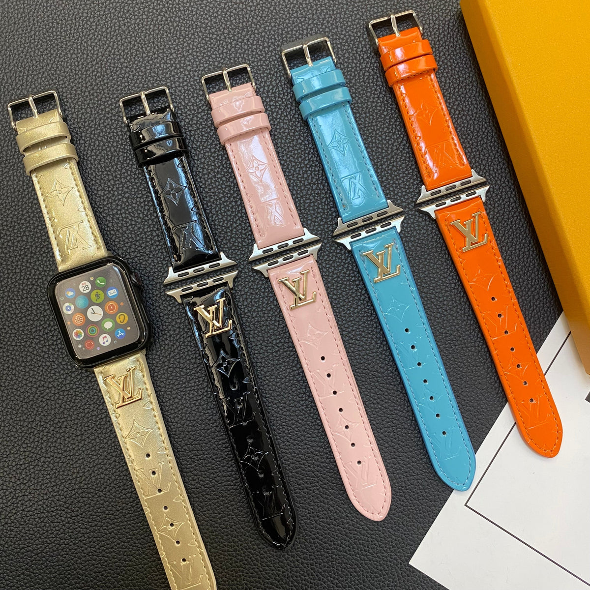Luxury Louis Vuitton Apple Watch Band – Glossy Leather Strap for Apple Watch Ultra