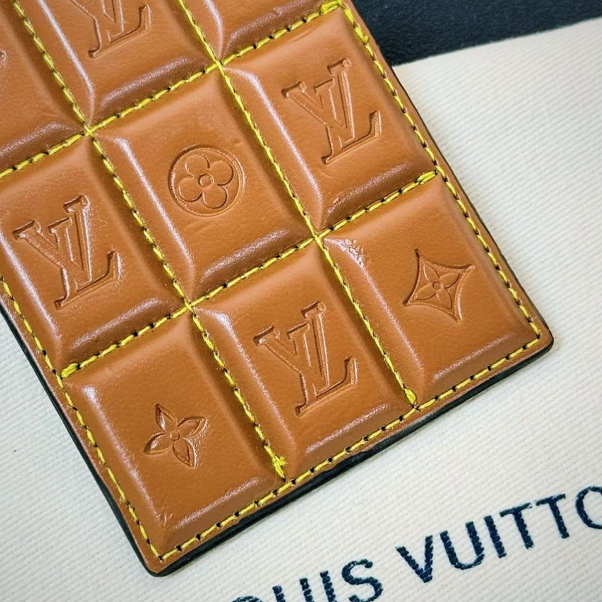 Louis Vuitton Damier Leather Chocolate Keychain | Luxury Designer Bag Charm & Car Key Holder