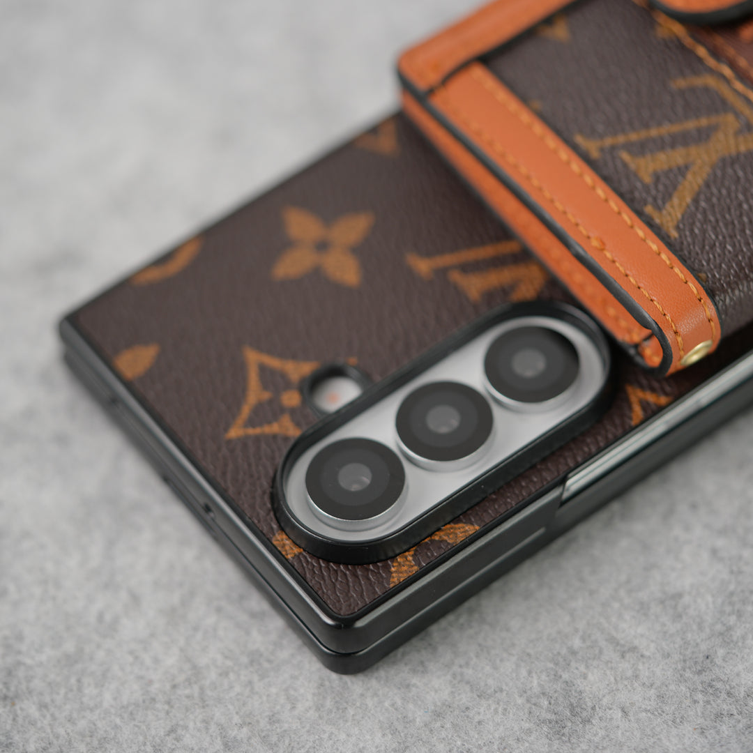 Louis Vuitton Monogram Samsung Galaxy Z Fold 7 Case with Card Holder & Crossbody Strap