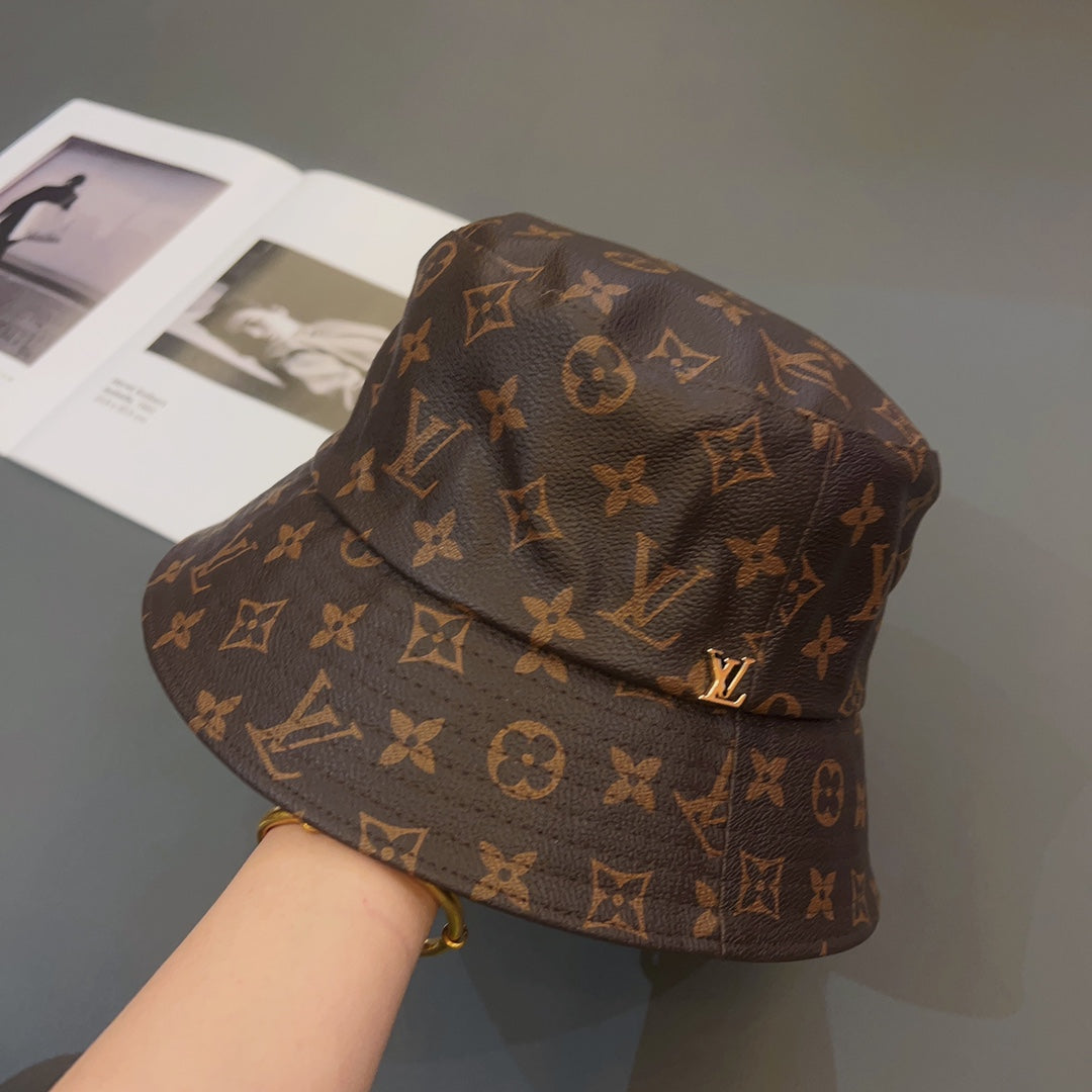 Louis Vuitton Monogram Leather Bucket Hat | Luxury Designer LV Hat