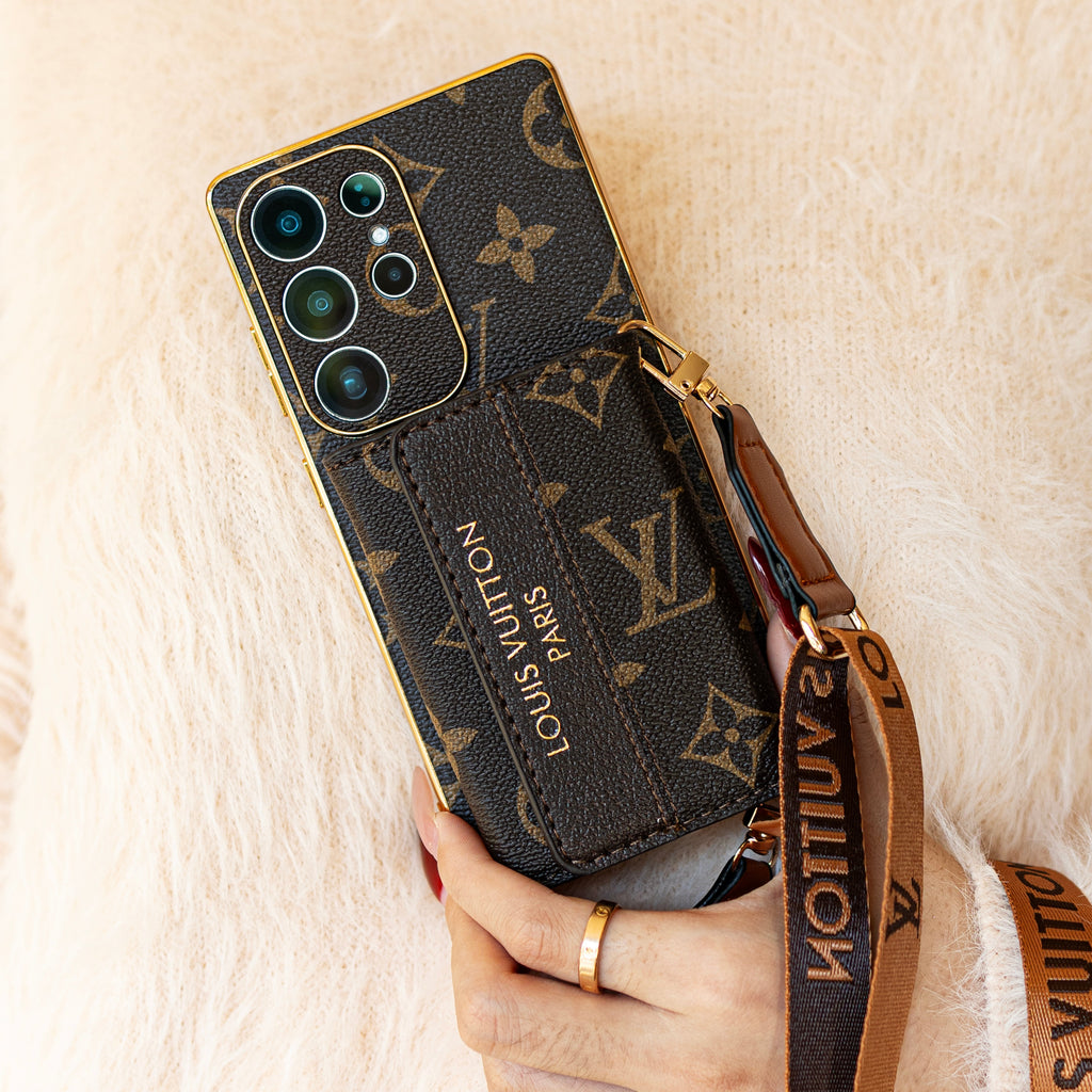 Louis Vuitton Monogram Samsung Galaxy S26 Ultra Leather Wallet Case | Card Holder Wrist Strap Cover
