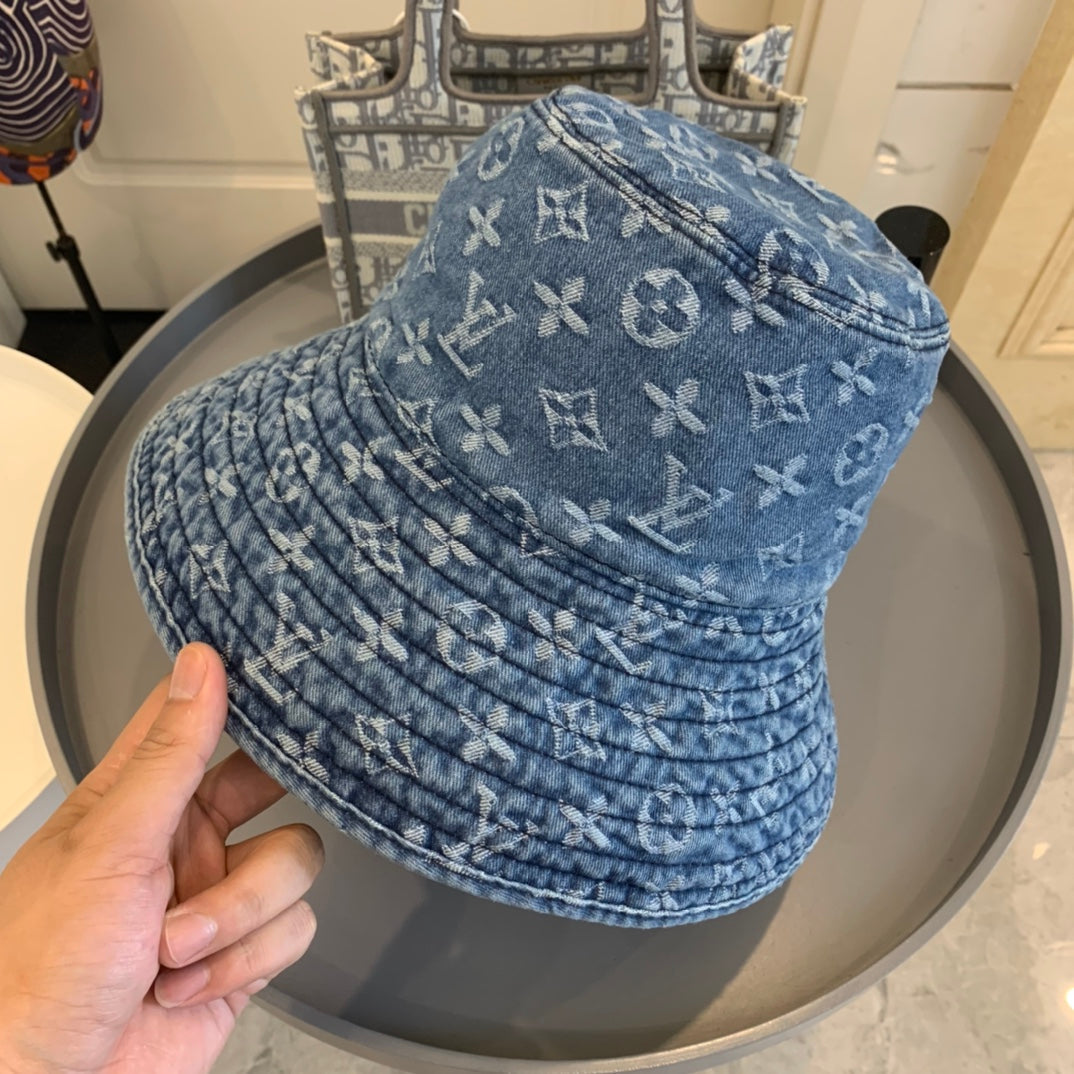 Louis Vuitton Monogram Wide Brim Denim Sun Hat | Luxury Designer UV Protection Hat