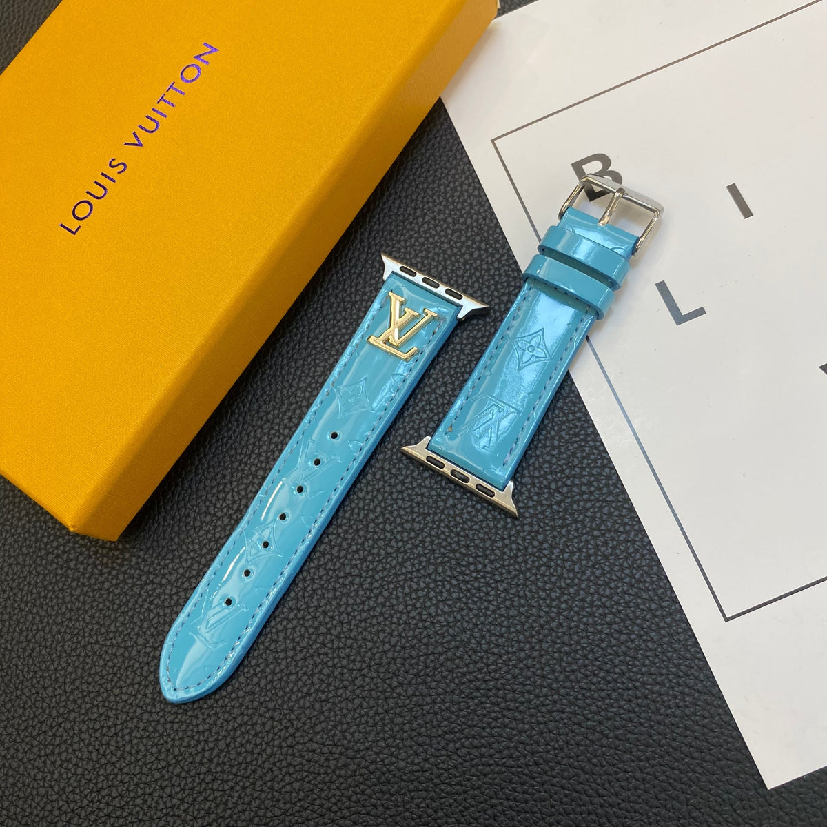 Luxury Louis Vuitton Apple Watch Band – Glossy Leather Strap for Apple Watch Ultra