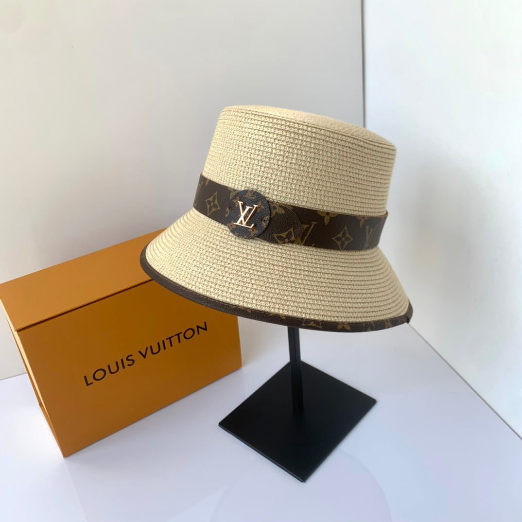 Louis Vuitton Monogram Straw Bucket Hat | Luxury Designer Summer Hat