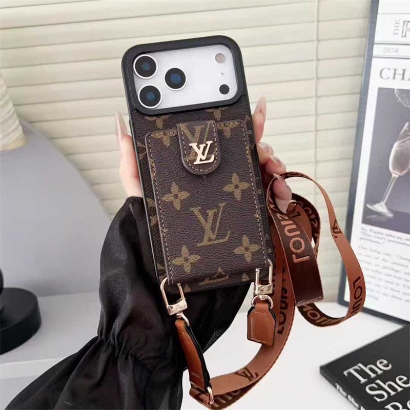 Louis Vuitton iPhone 18 Pro Crossbody Card Holder Case – Luxury Designer Cover