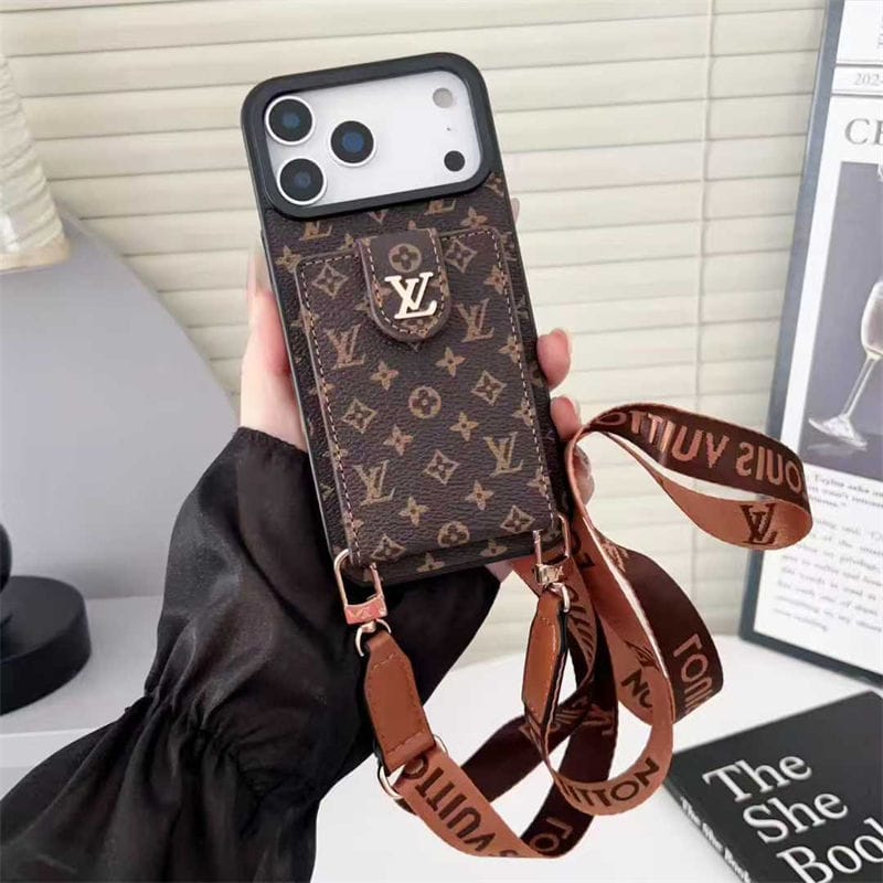 Louis Vuitton iPhone 18 Pro Crossbody Card Holder Case – Luxury Designer Cover