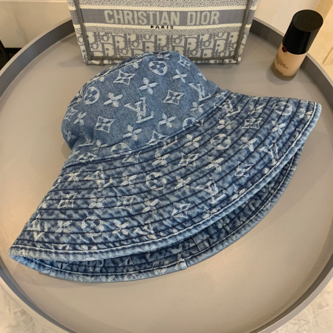 Louis Vuitton Monogram Wide Brim Denim Sun Hat | Luxury Designer UV Protection Hat