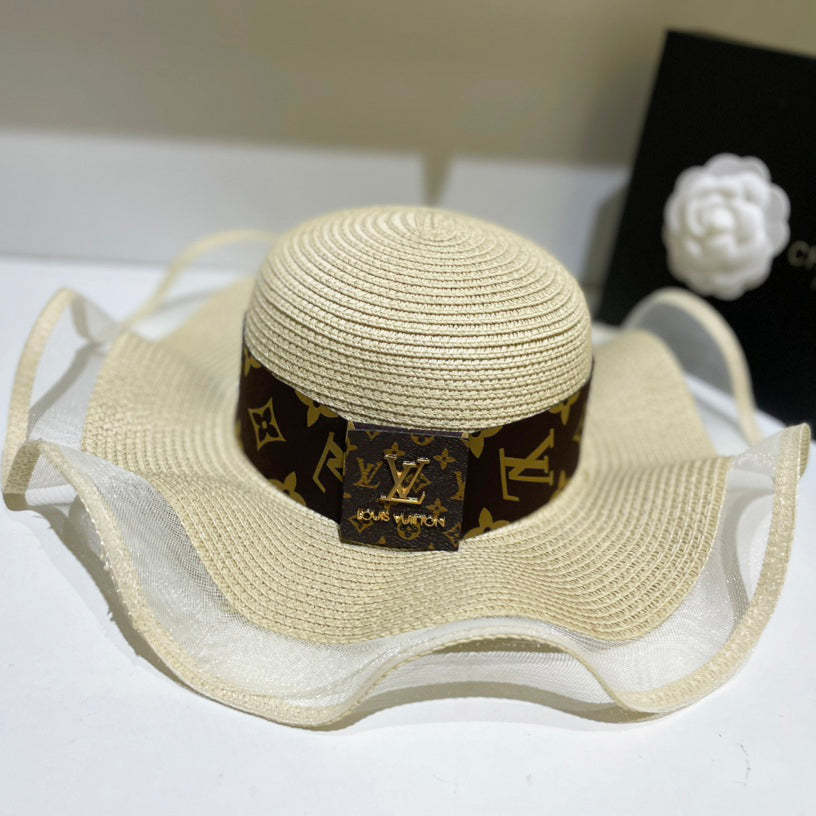 Louis Vuitton Monogram Mesh Splicing Big Brim Sun Hat