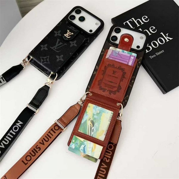 Louis Vuitton iPhone 18 Pro Crossbody Card Holder Case – Luxury Designer Cover