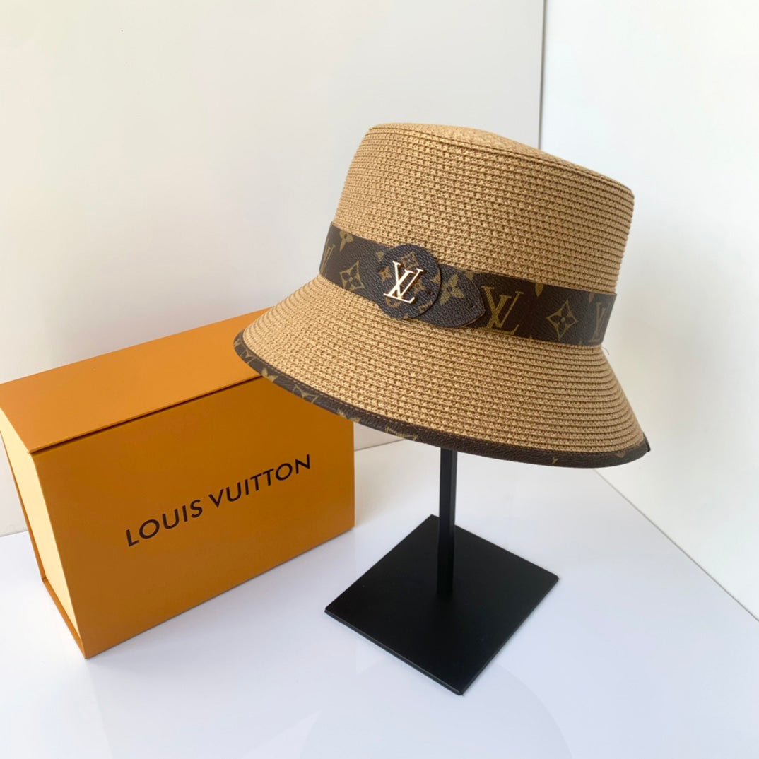 Louis Vuitton Monogram Straw Bucket Hat | Luxury Designer Summer Hat