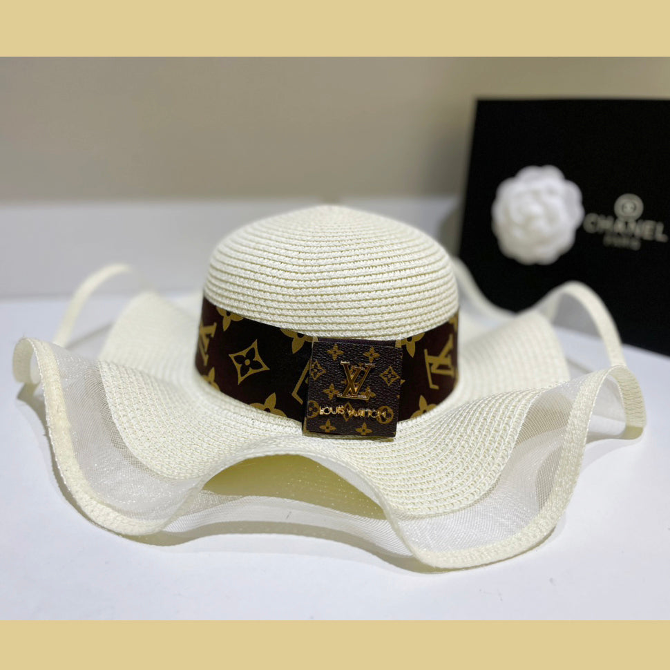 Louis Vuitton Monogram Mesh Splicing Big Brim Sun Hat
