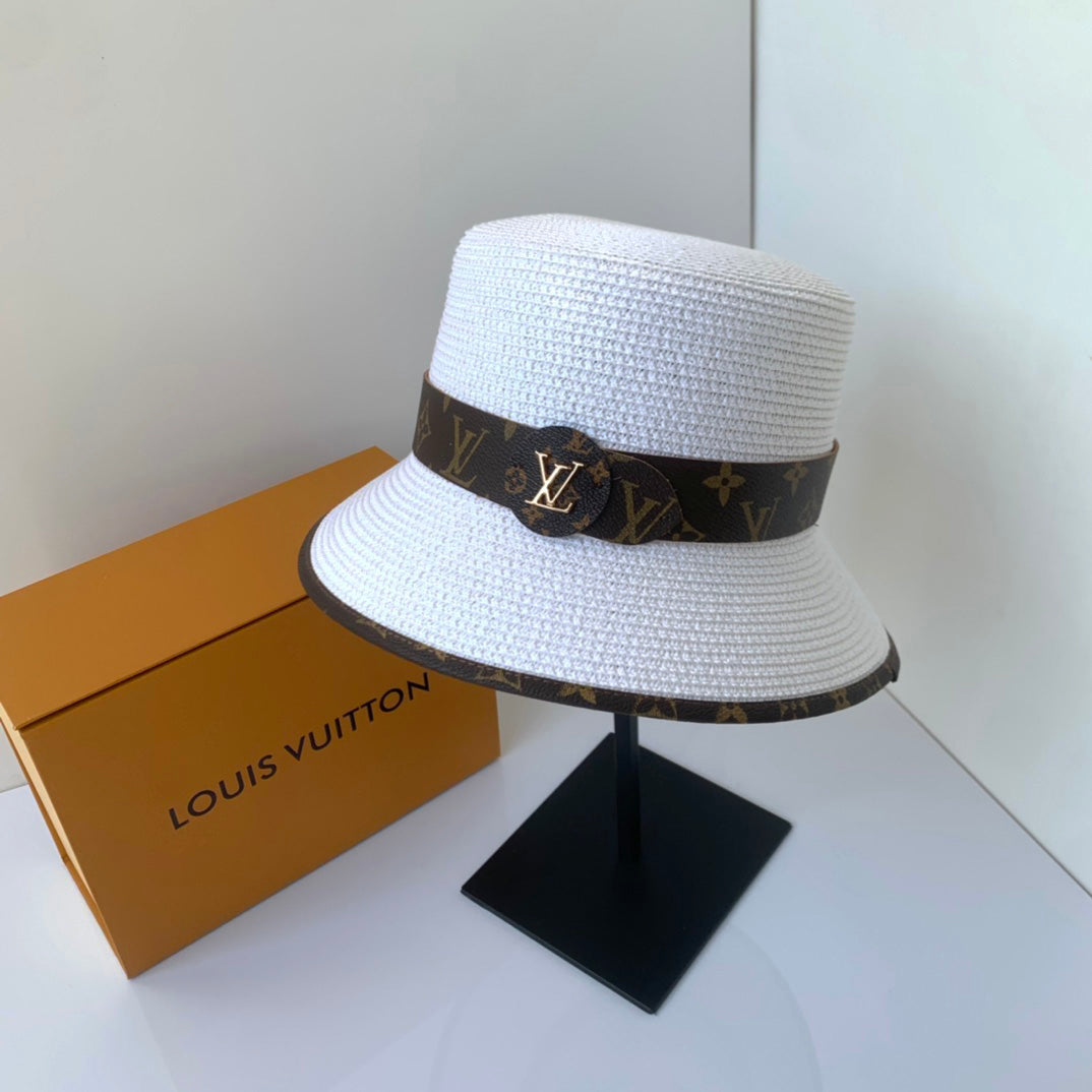 Louis Vuitton Monogram Straw Bucket Hat | Luxury Designer Summer Hat