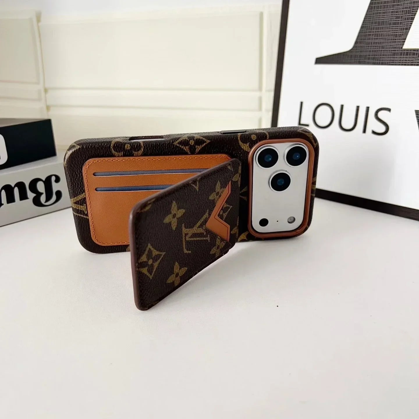 Gucci iPhone 18 Pro Case with Cardholder – Beige GG Monogram Leather