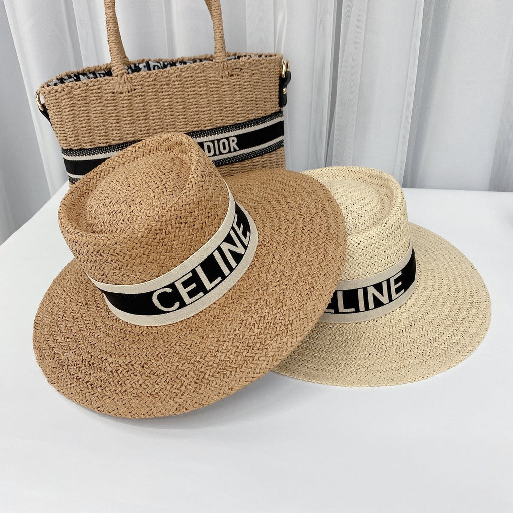 CELINE Raffia Straw Sun Hat | Luxury Designer Wide Brim Summer Hat