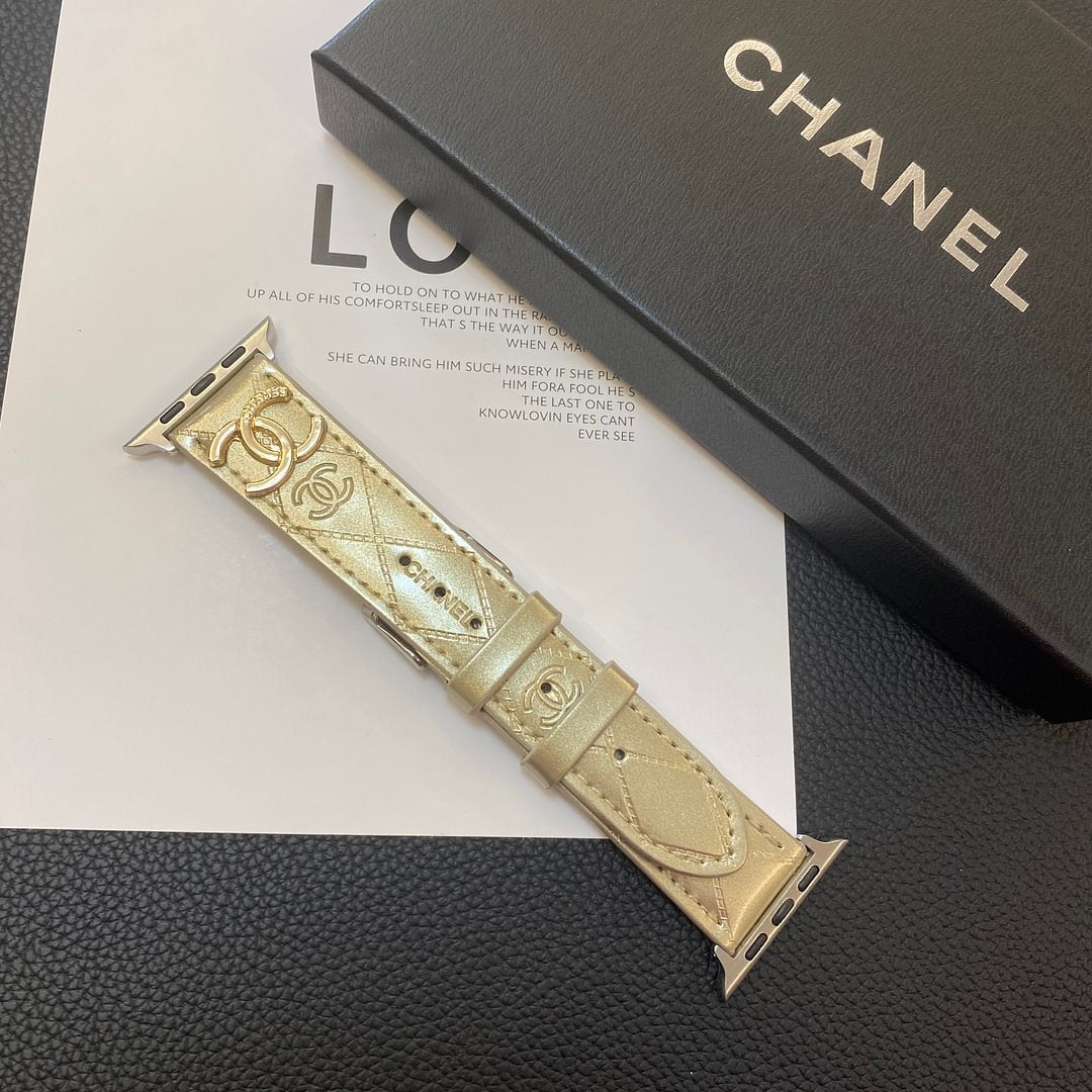 Luxury Chanel Apple Watch Band – Glossy Leather Strap for Apple Watch Ultra