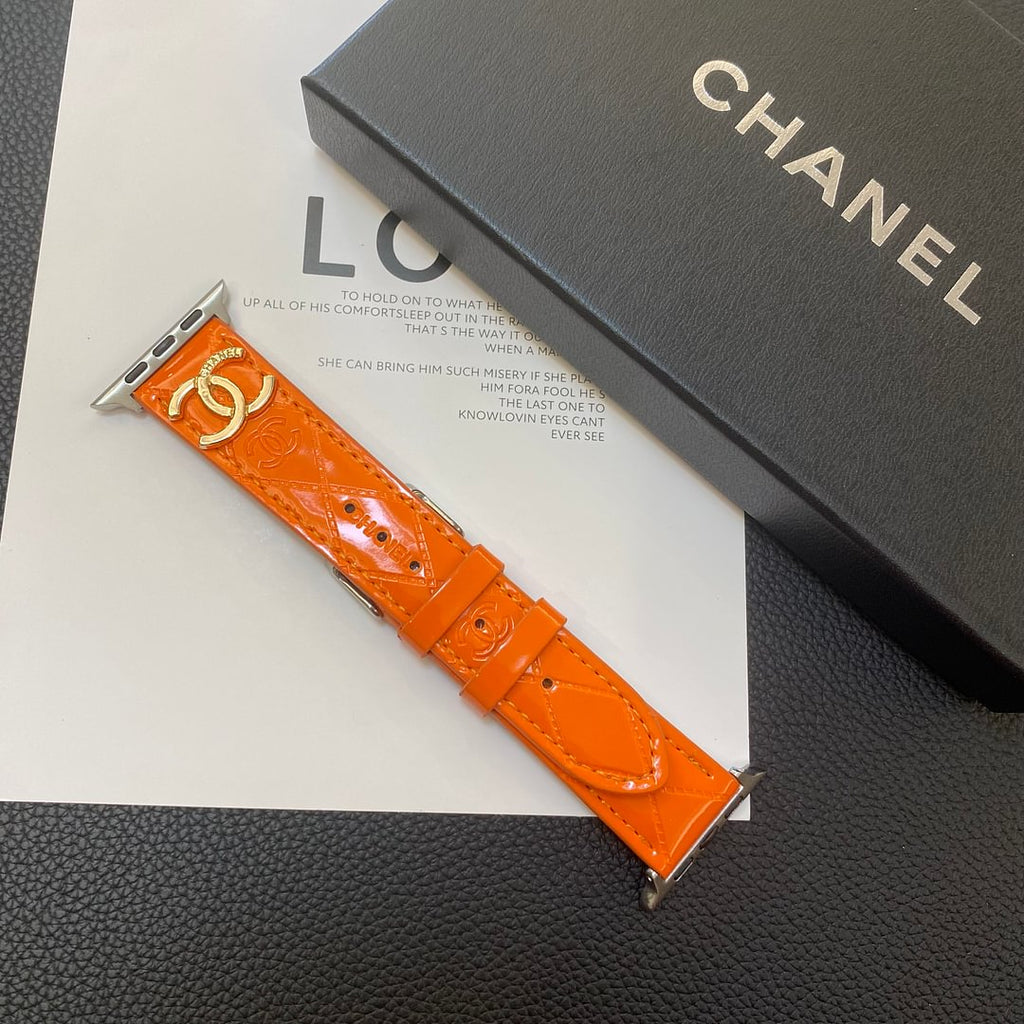 Luxury Chanel Apple Watch Band – Glossy Leather Strap for Apple Watch Ultra