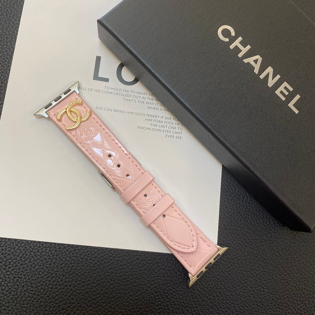 Luxury Chanel Apple Watch Band – Glossy Leather Strap for Apple Watch Ultra