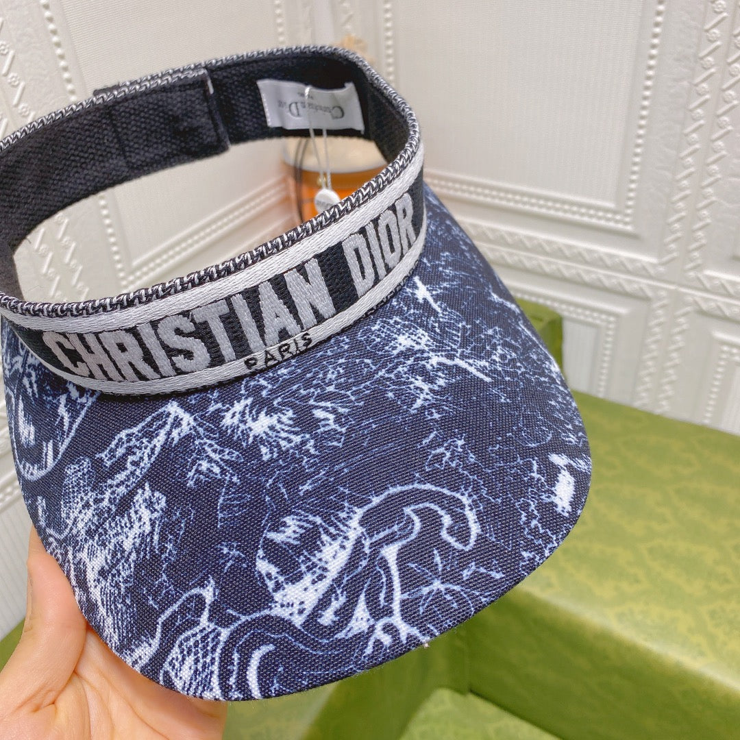 Christian Dior Ribbon Straw Visor Hat
