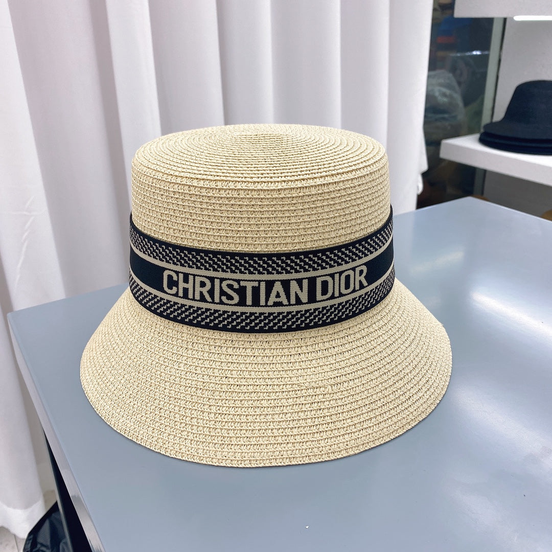 Dior Oblique Straw Bucket Hat for Women | Luxury Designer Hat