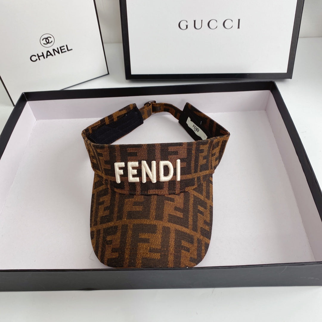 FENDI Logo Embroidered Cotton Sun Visor | Luxury Designer Adjustable Visor Hat