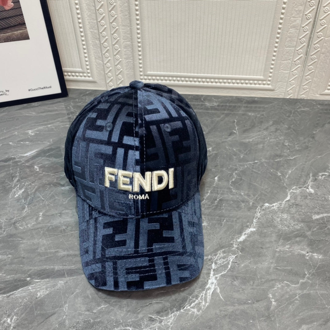 FENDI FF Gold Velvet Baseball Cap | Luxury Designer Adjustable Hat