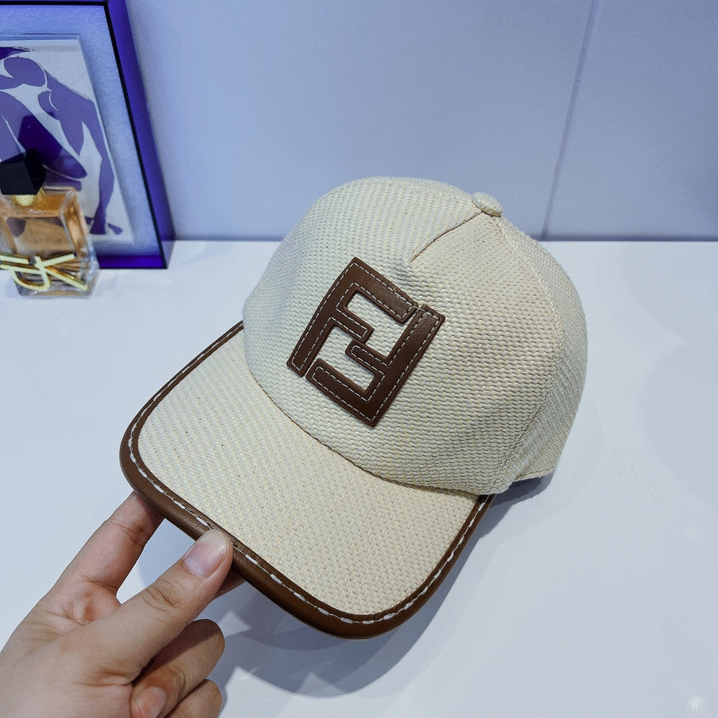 Fendi FF Leather Trim Baseball Cap