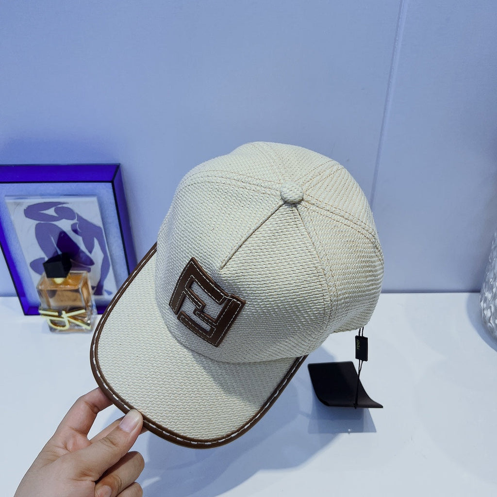 Fendi FF Leather Trim Baseball Cap