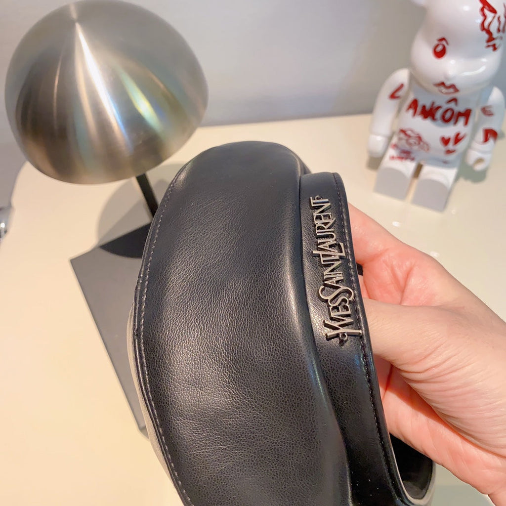Yves Saint Laurent Pebbled Leather Beret | Luxury Designer Hat