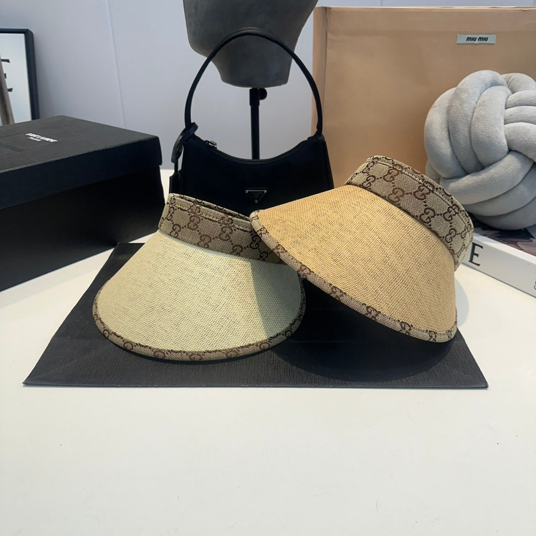 Luxury Gucci GG Straw Sun Visor Hat for Women