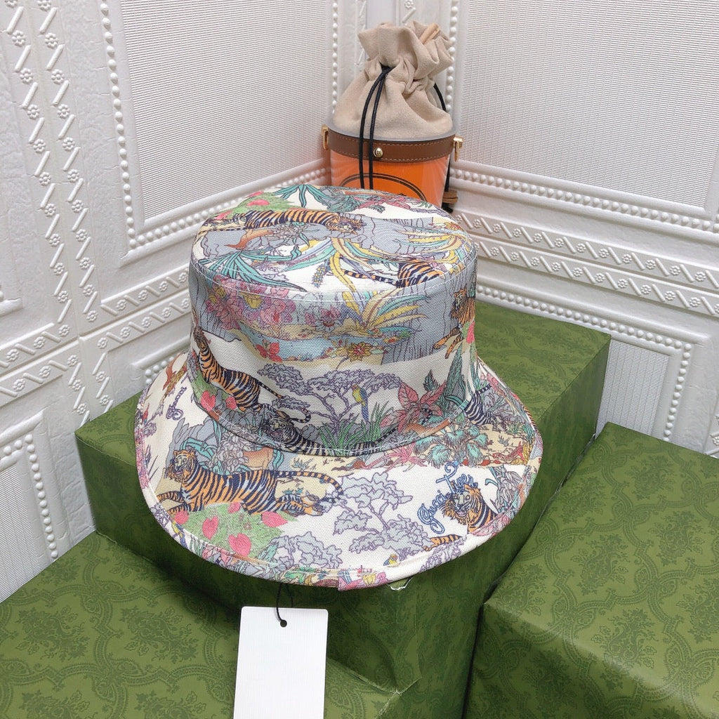 Gucci Floral Tiger Cotton Bucket Hat | Luxury Designer Botanical Bucket Hat