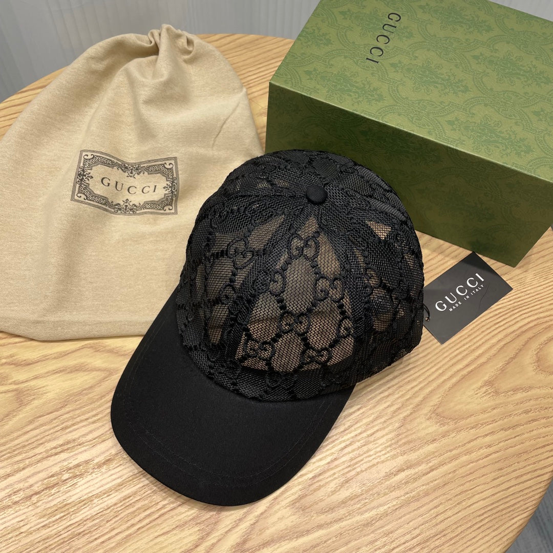 Gucci GG Embroidered Lace Baseball Cap
