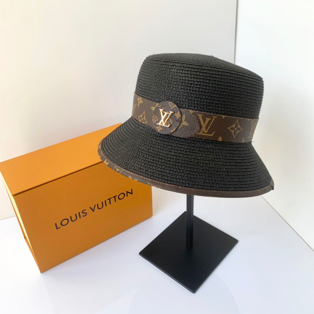 Louis Vuitton Monogram Straw Bucket Hat | Luxury Designer Summer Hat