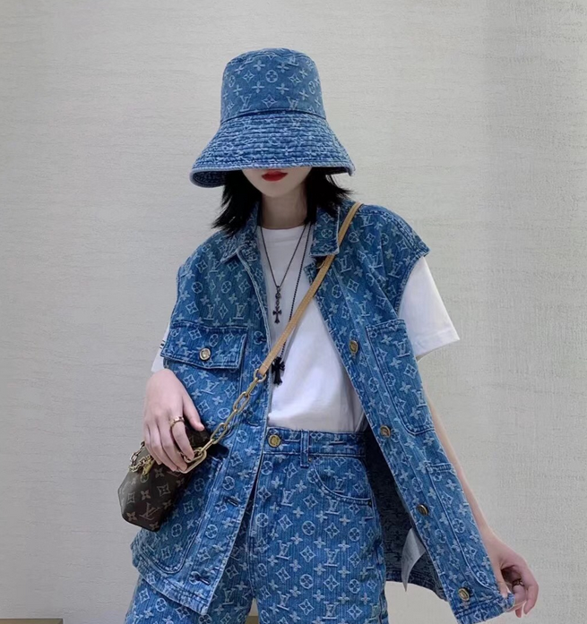 Louis Vuitton Monogram Wide Brim Denim Sun Hat | Luxury Designer UV Protection Hat