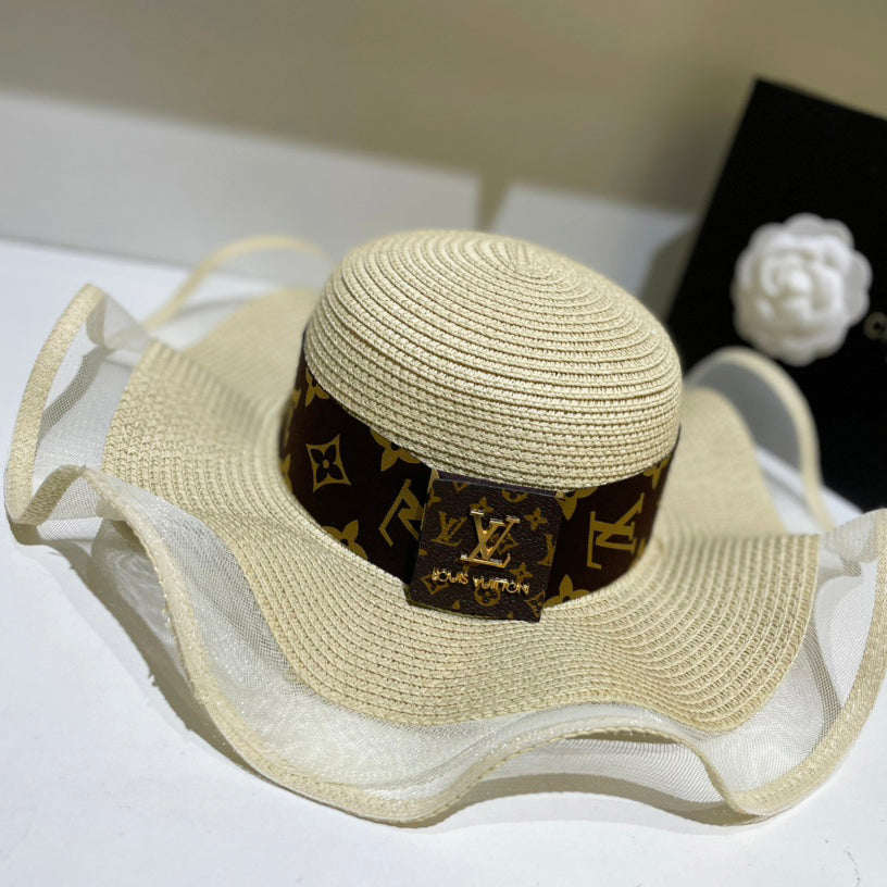 Louis Vuitton Monogram Mesh Splicing Big Brim Sun Hat