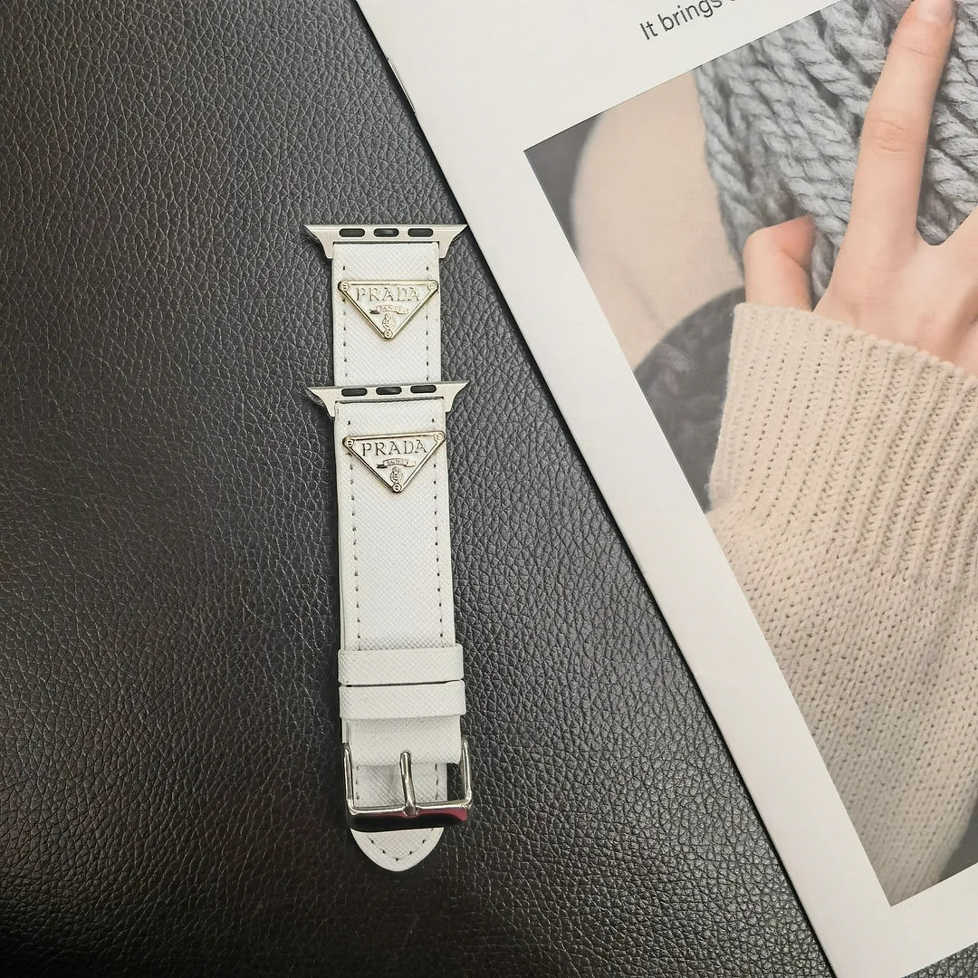 Luxury Prada Apple Watch Band – Triangle Leather Strap for Prada Apple Watch Ultra