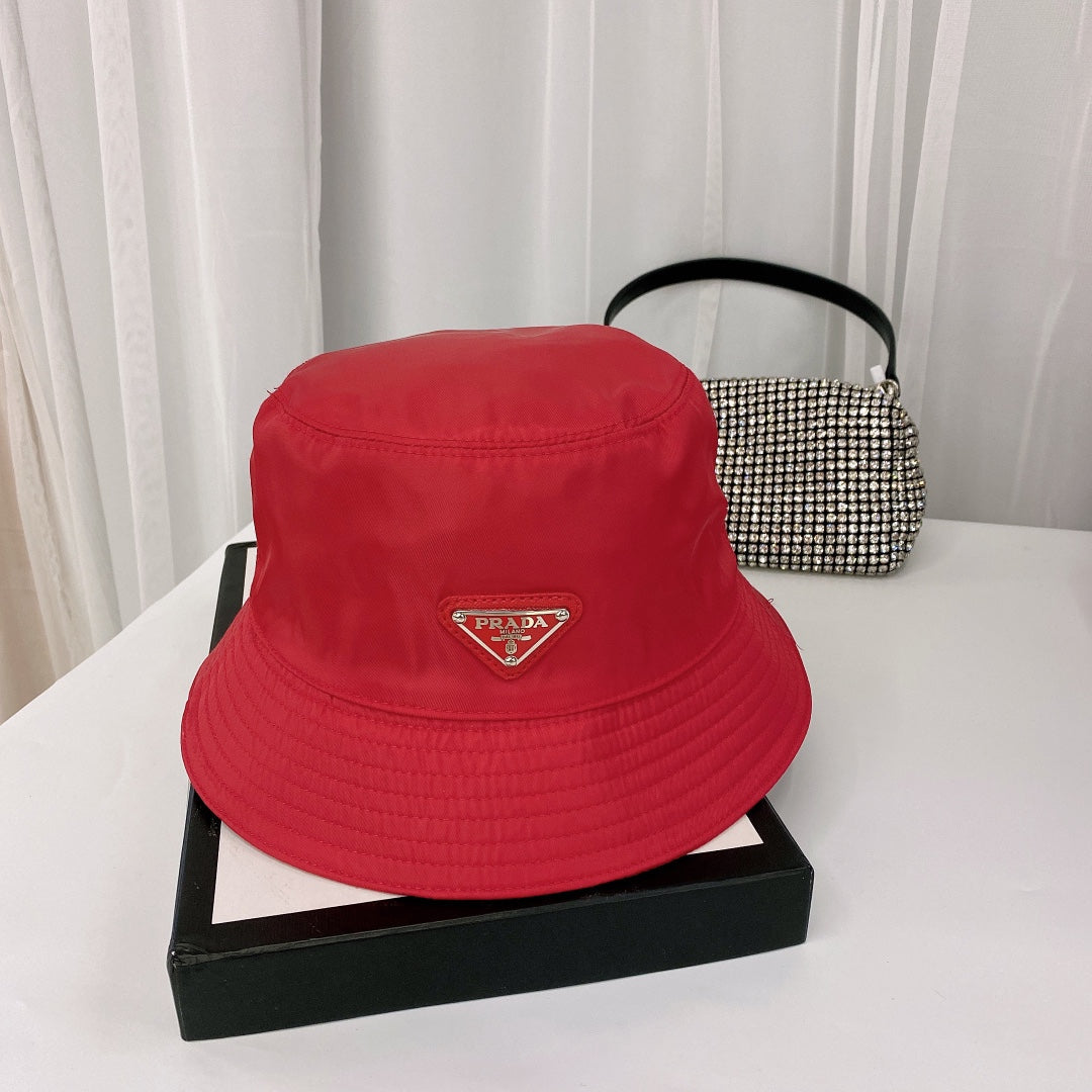 Prada Triangle Logo Bucket Hat | Luxury Designer Cotton Hat