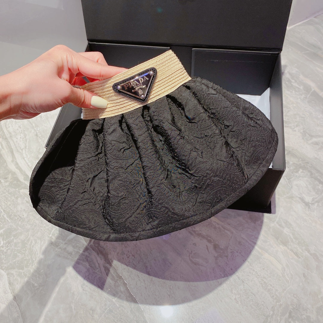 Prada Foldable Crinkled Cotton Sun Visor | Luxury Designer Summer Hat