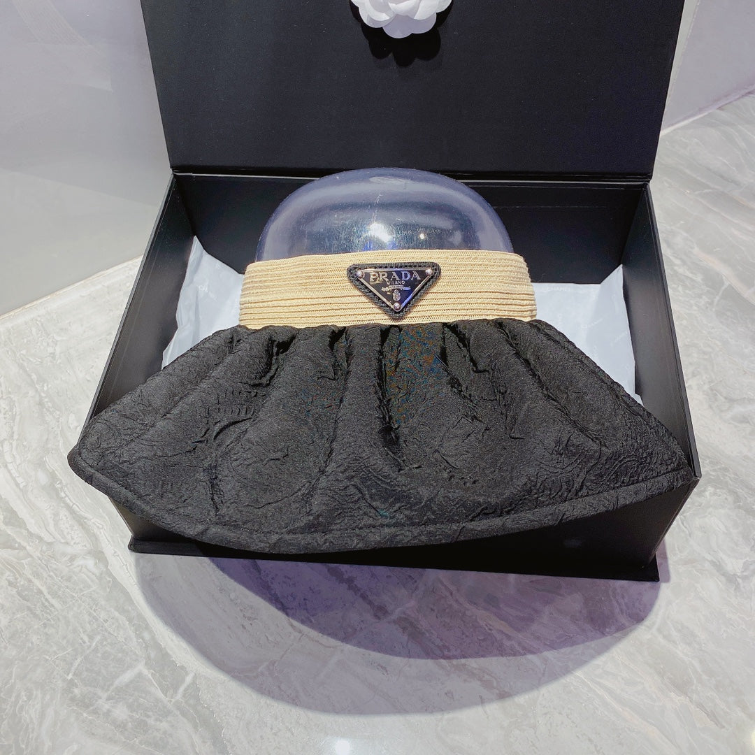 Prada Foldable Crinkled Cotton Sun Visor | Luxury Designer Summer Hat