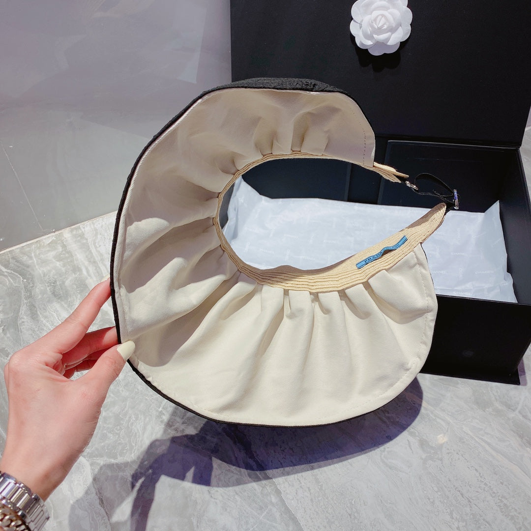 Prada Foldable Crinkled Cotton Sun Visor | Luxury Designer Summer Hat